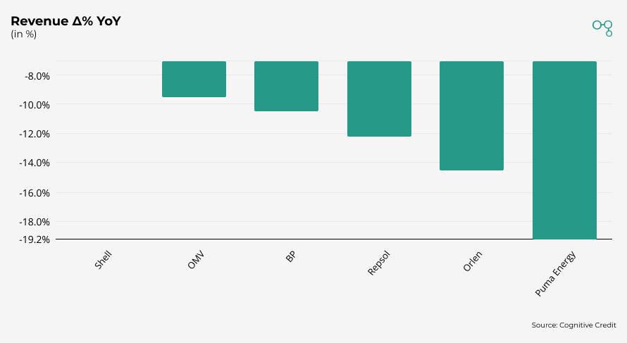 Chart | Oil & Gas Revenue Δ% YoY | Cognitive Credit