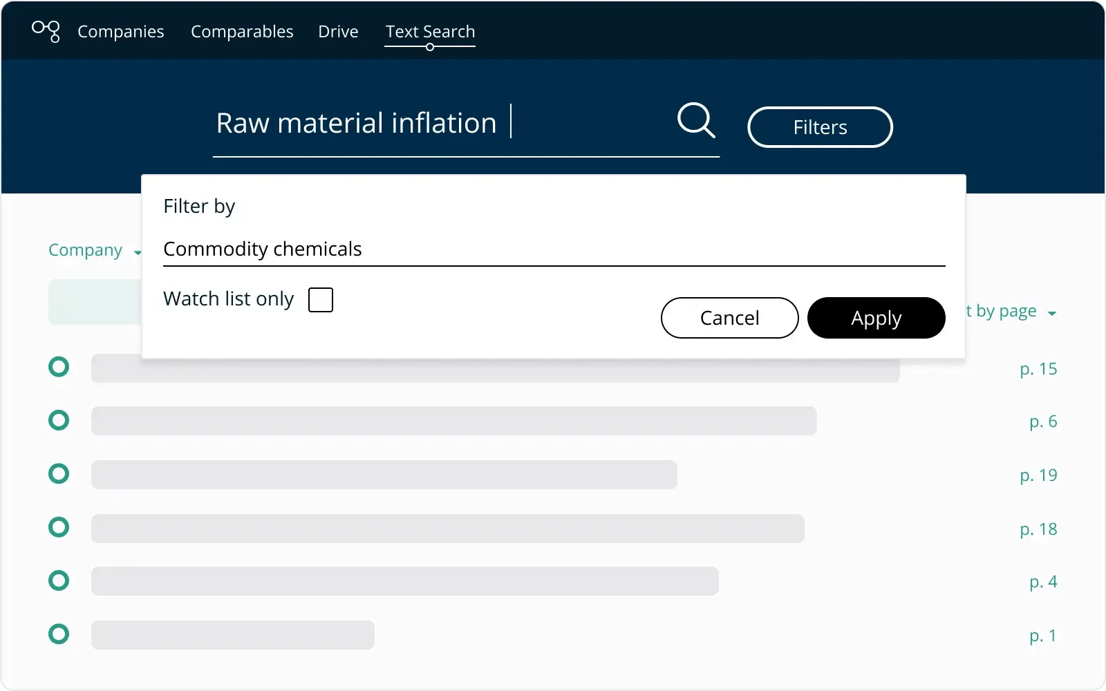 Advanced text search | Cognitive Credit