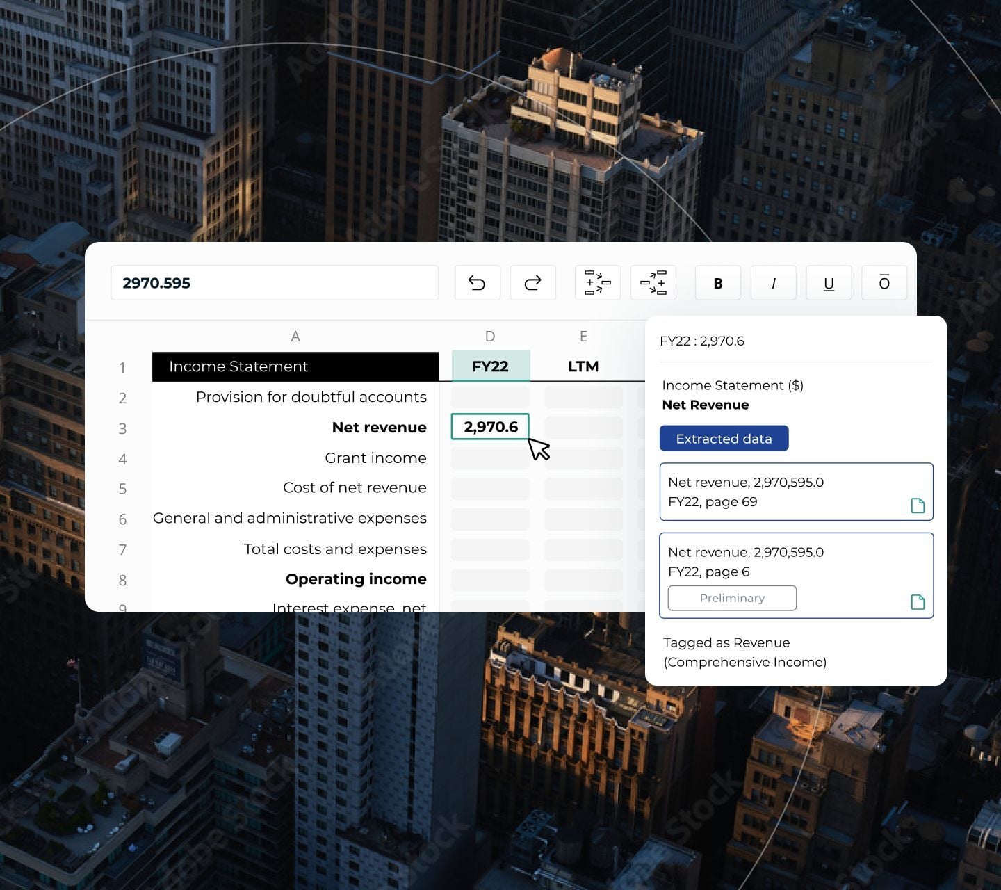 Data displayed in Cognitive Credit web app with audit card